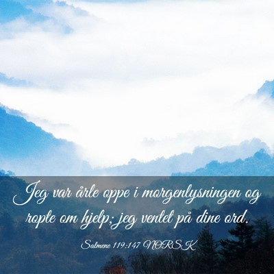 Picture 03 - Salmene 119:147 NORSK - Jeg var årle oppe i morgenlysningen og ropte om - Bible Verse Picture
