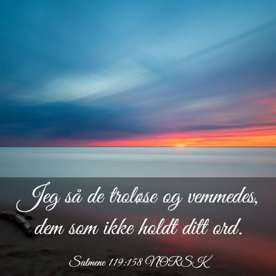 Picture 03 - Salmene 119:158 NORSK - Jeg så de troløse og vemmedes, dem som ikke - Bible Verse Picture