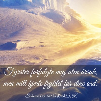 Picture 03 - Salmene 119:161 NORSK - Fyrster forfulgte mig uten årsak, men mitt - Bible Verse Picture