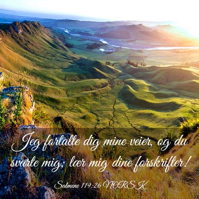 Picture 03 - Salmene 119:26 NORSK - Jeg fortalte dig mine veier, og du svarte mig; - Bible Verse Picture