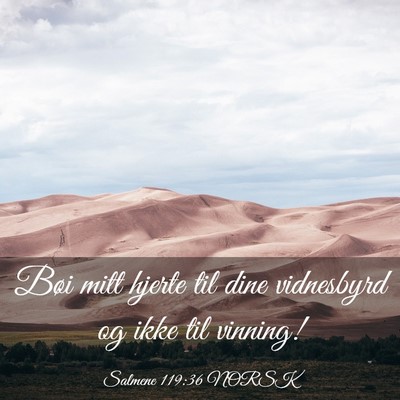 Picture 03 - Salmene 119:36 NORSK - Bøi mitt hjerte til dine vidnesbyrd og ikke til - Bible Verse Picture
