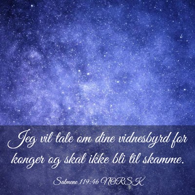 Picture 03 - Salmene 119:46 NORSK - Jeg vil tale om dine vidnesbyrd for konger og - Bible Verse Picture