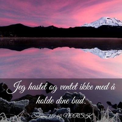 Picture 03 - Salmene 119:60 NORSK - Jeg hastet og ventet ikke med å holde dine - Bible Verse Picture
