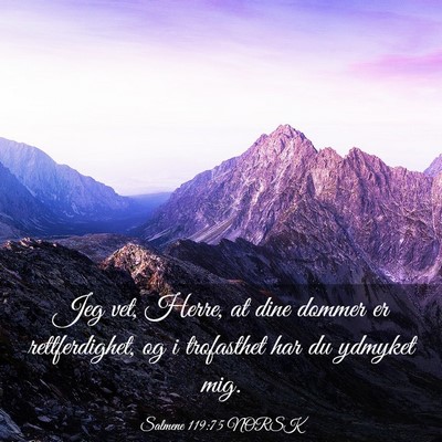 Picture 03 - Salmene 119:75 NORSK - Jeg vet, Herre, at dine dommer er rettferdighet, - Bible Verse Picture