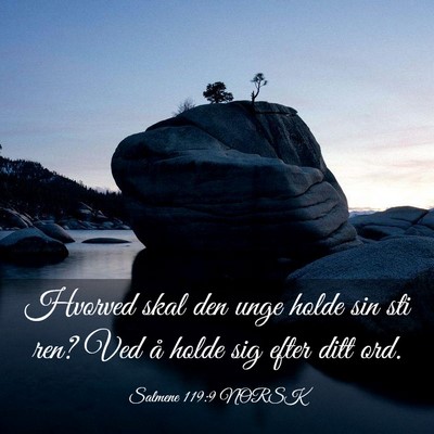 Picture 03 - Salmene 119:9 NORSK - Hvorved skal den unge holde sin sti ren? Ved å - Bible Verse Picture