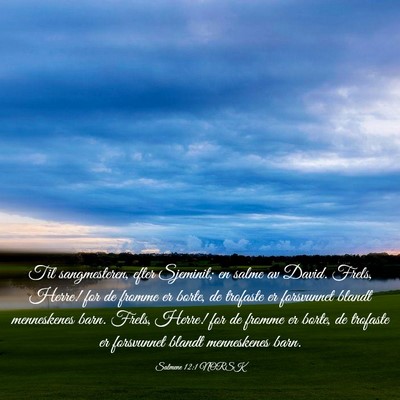Picture 03 - Salmene 12:1 NORSK - Til sangmesteren, efter Sjeminit; en salme av - Bible Verse Picture