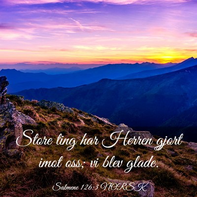 Picture 03 - Salmene 126:3 NORSK - Store ting har Herren gjort imot oss; vi blev - Bible Verse Picture