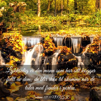 Picture 03 - Salmene 127:5 NORSK - Lykksalig er den mann som har sitt kogger fullt - Bible Verse Picture
