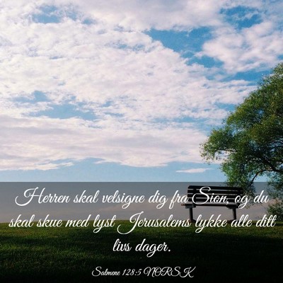 Picture 03 - Salmene 128:5 NORSK - Herren skal velsigne dig fra Sion, og du skal - Bible Verse Picture