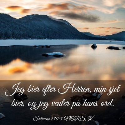 Picture 03 - Salmene 130:5 NORSK - Jeg bier efter Herren, min sjel bier, og jeg - Bible Verse Picture