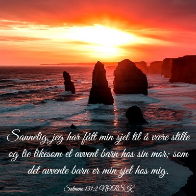 Picture 03 - Salmene 131:2 NORSK - Sannelig, jeg har fått min sjel til å være - Bible Verse Picture