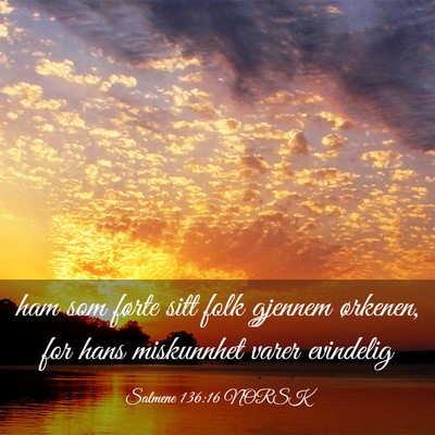 Picture 03 - Salmene 136:16 NORSK - ham som førte sitt folk gjennem ørkenen, for - Bible Verse Picture
