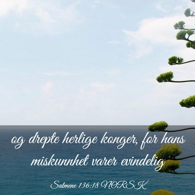 Picture 03 - Salmene 136:18 NORSK - og drepte herlige konger, for hans miskunnhet - Bible Verse Picture