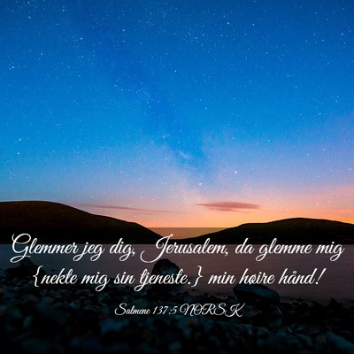 Picture 03 - Salmene 137:5 NORSK - Glemmer jeg dig, Jerusalem, da glemme mig {nekte - Bible Verse Picture