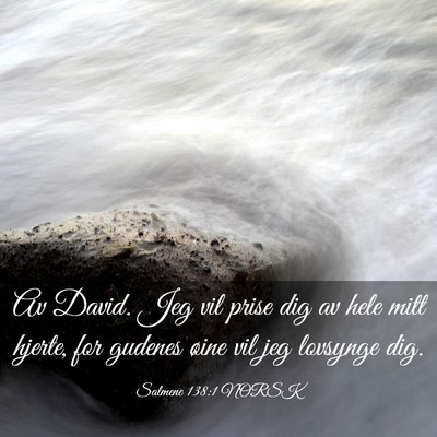 Picture 03 - Salmene 138:1 NORSK - Av David. Jeg vil prise dig av hele mitt hjerte, - Bible Verse Picture