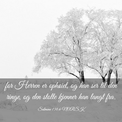 Picture 03 - Salmene 138:6 NORSK - for Herren er ophøiet, og han ser til den ringe, - Bible Verse Picture