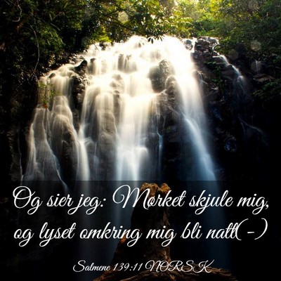 Picture 03 - Salmene 139:11 NORSK - Og sier jeg: Mørket skjule mig, og lyset omkring - Bible Verse Picture
