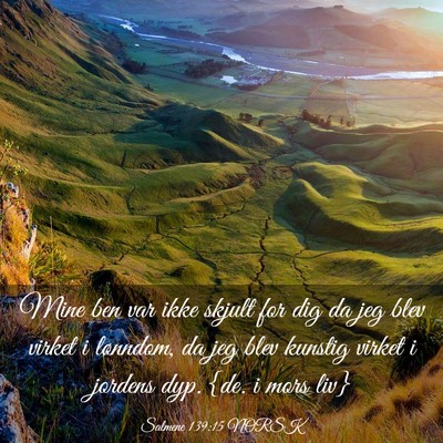 Picture 03 - Salmene 139:15 NORSK - Mine ben var ikke skjult for dig da jeg blev - Bible Verse Picture