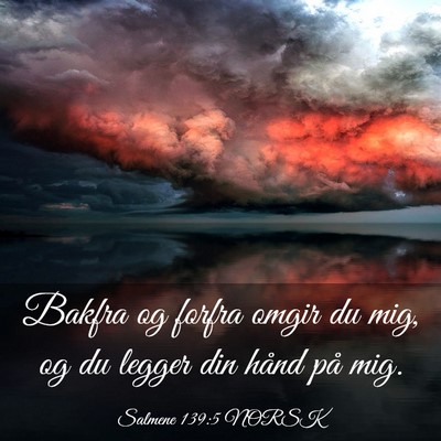 Picture 03 - Salmene 139:5 NORSK - Bakfra og forfra omgir du mig, og du legger din - Bible Verse Picture
