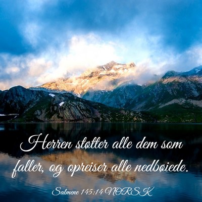 Picture 03 - Salmene 145:14 NORSK - Herren støtter alle dem som faller, og opreiser - Bible Verse Picture