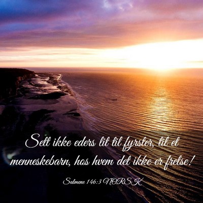 Picture 03 - Salmene 146:3 NORSK - Sett ikke eders lit til fyrster, til et - Bible Verse Picture