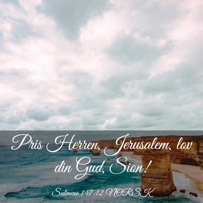 Picture 03 - Salmene 147:12 NORSK - Pris Herren, Jerusalem, lov din Gud, - Bible Verse Picture