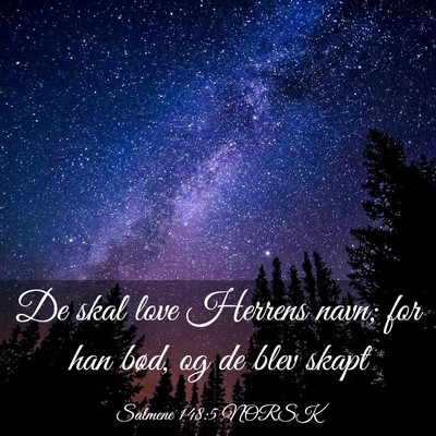 Picture 03 - Salmene 148:5 NORSK - De skal love Herrens navn; for han bød, og de - Bible Verse Picture