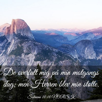 Picture 03 - Salmene 18:18 NORSK - De overfalt mig på min motgangs dag; men Herren - Bible Verse Picture