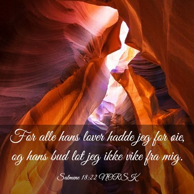 Picture 03 - Salmene 18:22 NORSK - For alle hans lover hadde jeg for øie, og hans - Bible Verse Picture