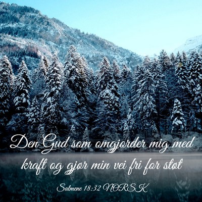 Picture 03 - Salmene 18:32 NORSK - Den Gud som omgjorder mig med kraft og gjør min - Bible Verse Picture