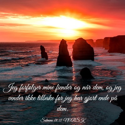 Picture 03 - Salmene 18:37 NORSK - Jeg forfølger mine fiender og når dem, og jeg - Bible Verse Picture