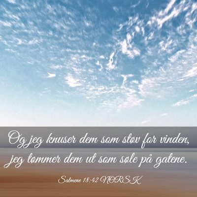 Picture 03 - Salmene 18:42 NORSK - Og jeg knuser dem som støv for vinden, jeg - Bible Verse Picture