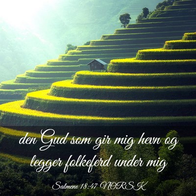 Picture 03 - Salmene 18:47 NORSK - den Gud som gir mig hevn og legger folkeferd - Bible Verse Picture