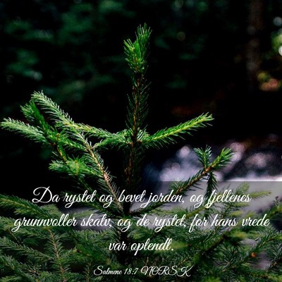 Picture 03 - Salmene 18:7 NORSK - Da rystet og bevet jorden, og fjellenes - Bible Verse Picture