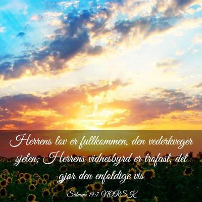 Picture 03 - Salmene 19:7 NORSK - Herrens lov er fullkommen, den vederkveger - Bible Verse Picture