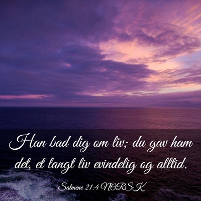 Picture 03 - Salmene 21:4 NORSK - Han bad dig om liv; du gav ham det, et langt liv - Bible Verse Picture