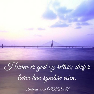 Picture 03 - Salmene 25:8 NORSK - Herren er god og rettvis; derfor lærer han - Bible Verse Picture