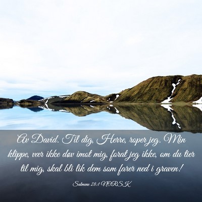 Picture 03 - Salmene 28:1 NORSK - Av David. Til dig, Herre, roper jeg. Min klippe, - Bible Verse Picture