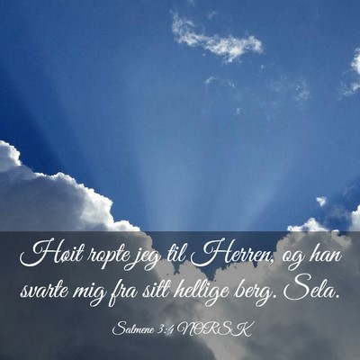 Picture 03 - Salmene 3:4 NORSK - Høit ropte jeg til Herren, og han svarte mig fra - Bible Verse Picture