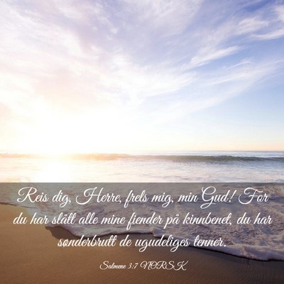 Picture 03 - Salmene 3:7 NORSK - Reis dig, Herre, frels mig, min Gud! For du har - Bible Verse Picture