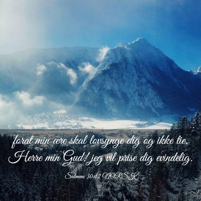 Picture 03 - Salmene 30:12 NORSK - forat min ære skal lovsynge dig og ikke tie. - Bible Verse Picture