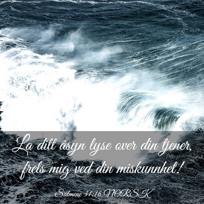 Picture 03 - Salmene 31:16 NORSK - La ditt åsyn lyse over din tjener, frels mig ved - Bible Verse Picture