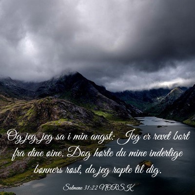 Picture 03 - Salmene 31:22 NORSK - Og jeg, jeg sa i min angst: Jeg er revet bort fra - Bible Verse Picture