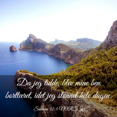Picture 03 - Salmene 32:3 NORSK - Da jeg tidde, blev mine ben borttæret, idet jeg - Bible Verse Picture