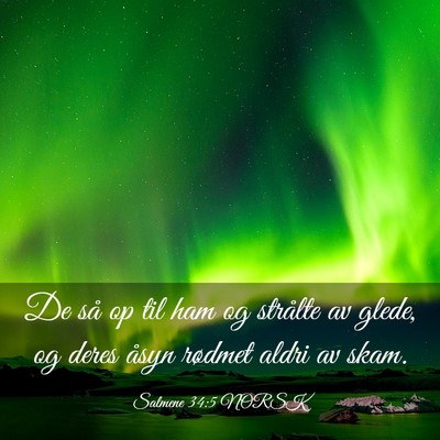 Picture 03 - Salmene 34:5 NORSK - De så op til ham og strålte av glede, og deres - Bible Verse Picture