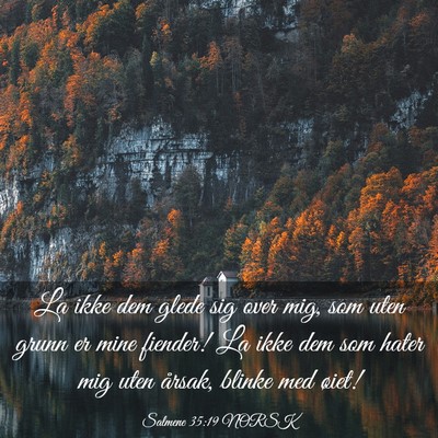 Picture 03 - Salmene 35:19 NORSK - La ikke dem glede sig over mig, som uten grunn er - Bible Verse Picture