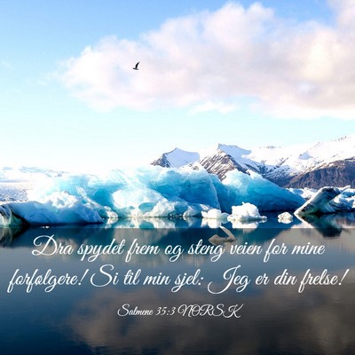 Picture 03 - Salmene 35:3 NORSK - Dra spydet frem og steng veien for mine - Bible Verse Picture