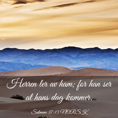 Picture 03 - Salmene 37:13 NORSK - Herren ler av ham; for han ser at hans dag - Bible Verse Picture