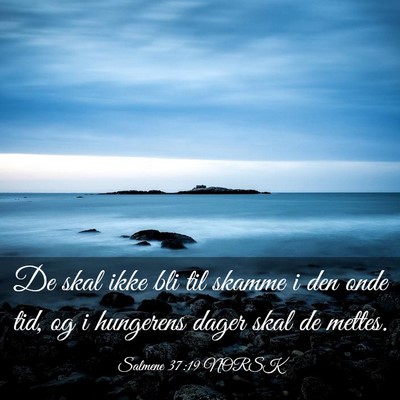 Picture 03 - Salmene 37:19 NORSK - De skal ikke bli til skamme i den onde tid, og i - Bible Verse Picture