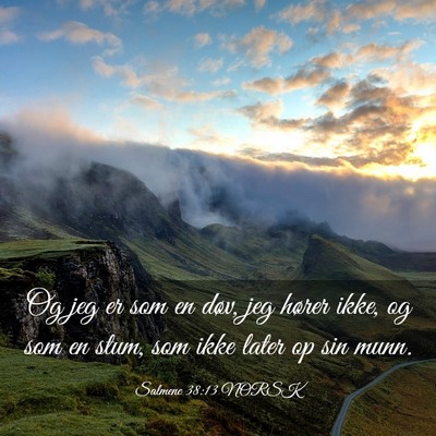 Picture 03 - Salmene 38:13 NORSK - Og jeg er som en døv, jeg hører ikke, og som en - Bible Verse Picture